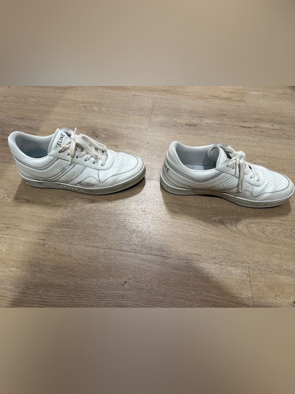 Celine Off-White Leather Sneakers with Perforated Toe - Picture 6 of 6